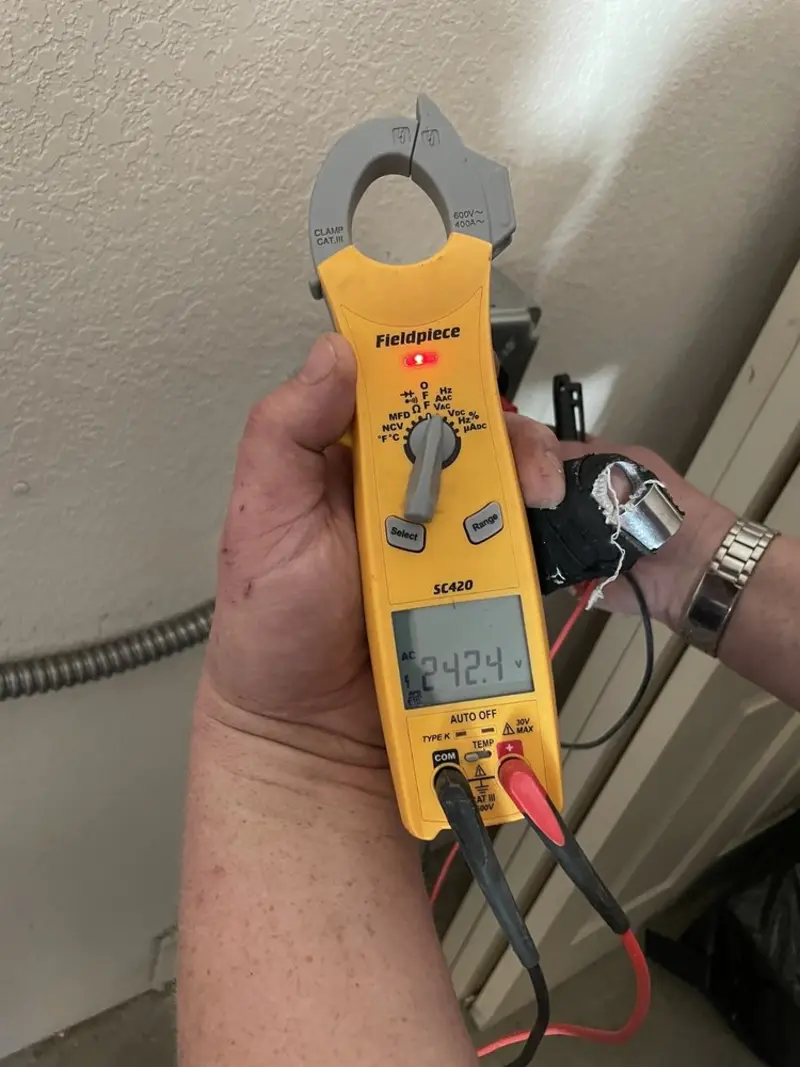 Voltage testing with clamp meter during Hot Tub / Pool Electrical Wiring in Perth Amboy